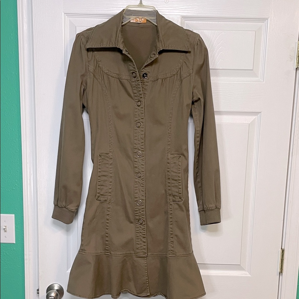 Tulle Olive Green/Brown Trench Coat
